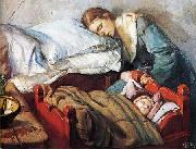 Sovende mor med barn Christian Krohg